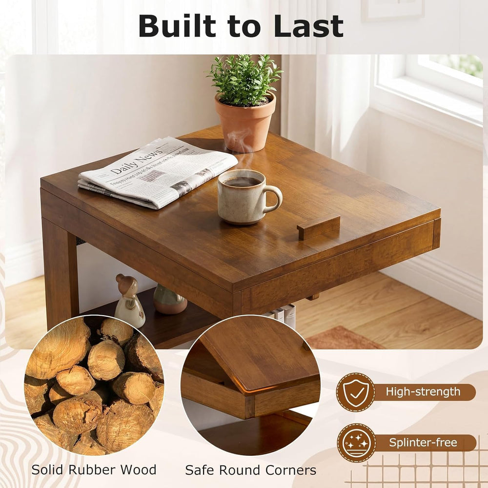 Byroce C Shaped End Table, Rolling Side Table with Adjustable Desktop, 4 Lock...