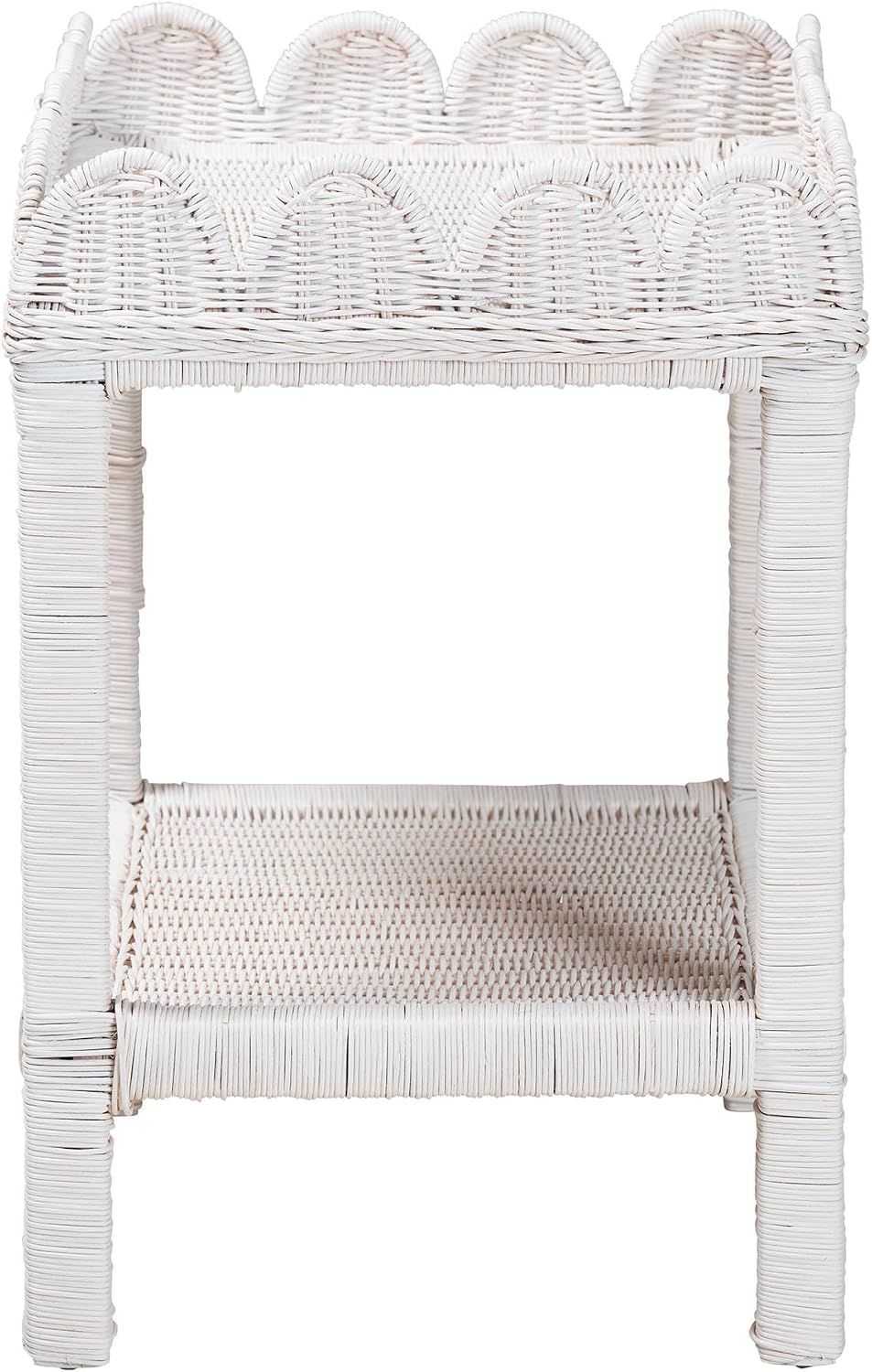Bali & pari Sumana Natural Rattan Side Table - Handwoven Wicker 2-Tier Ac...