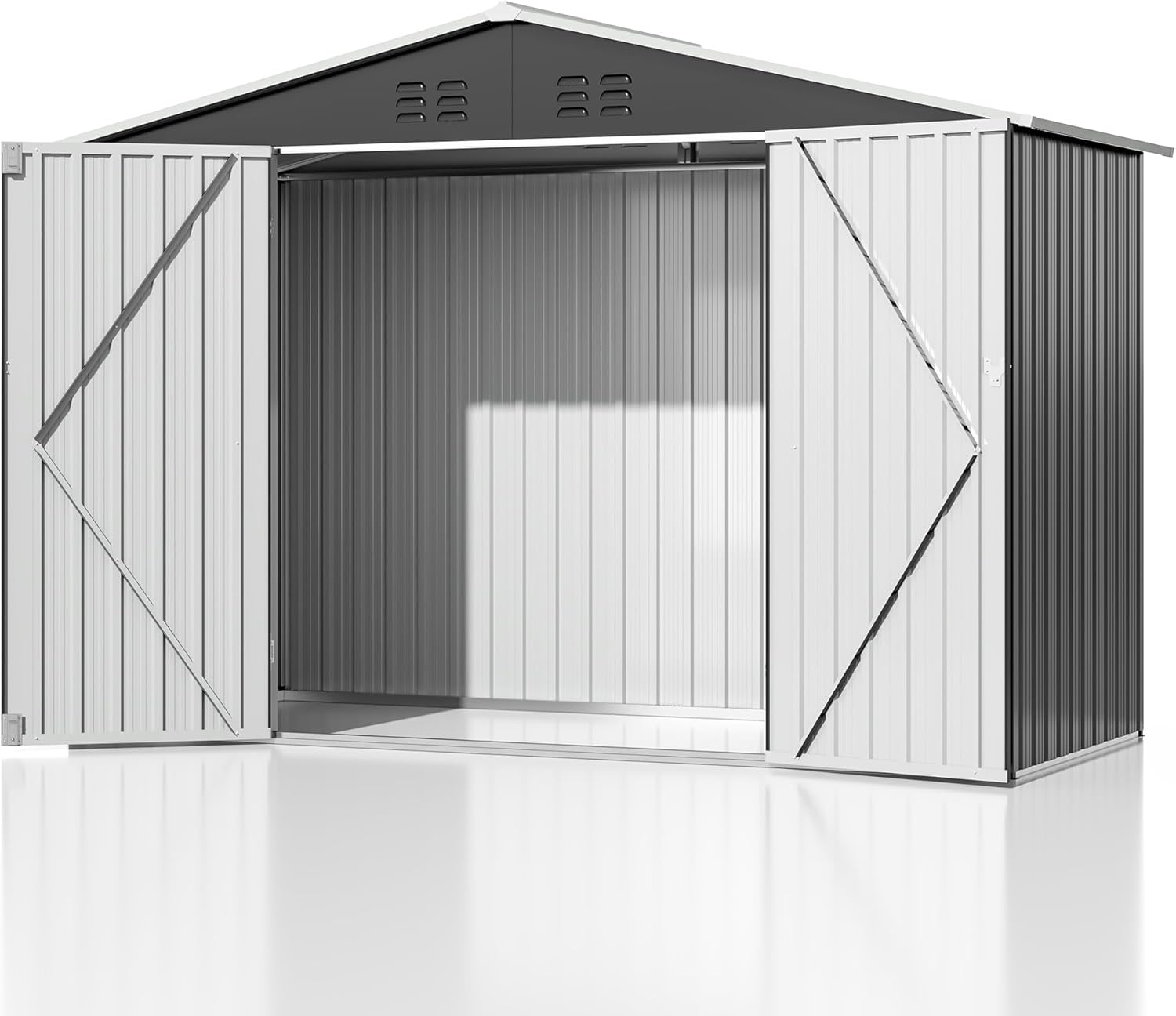 9x4 FT Outdoor Storage Shed, Garden Shed with Updated Frame Structure and Lockable Doors, Metal Tool Sheds for Backyard Garden Patio Lawn, Grey