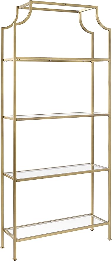 Crosley Furniture Aimee Bookshelf with Glass Shelves, Bookcase Storage, Gold ...