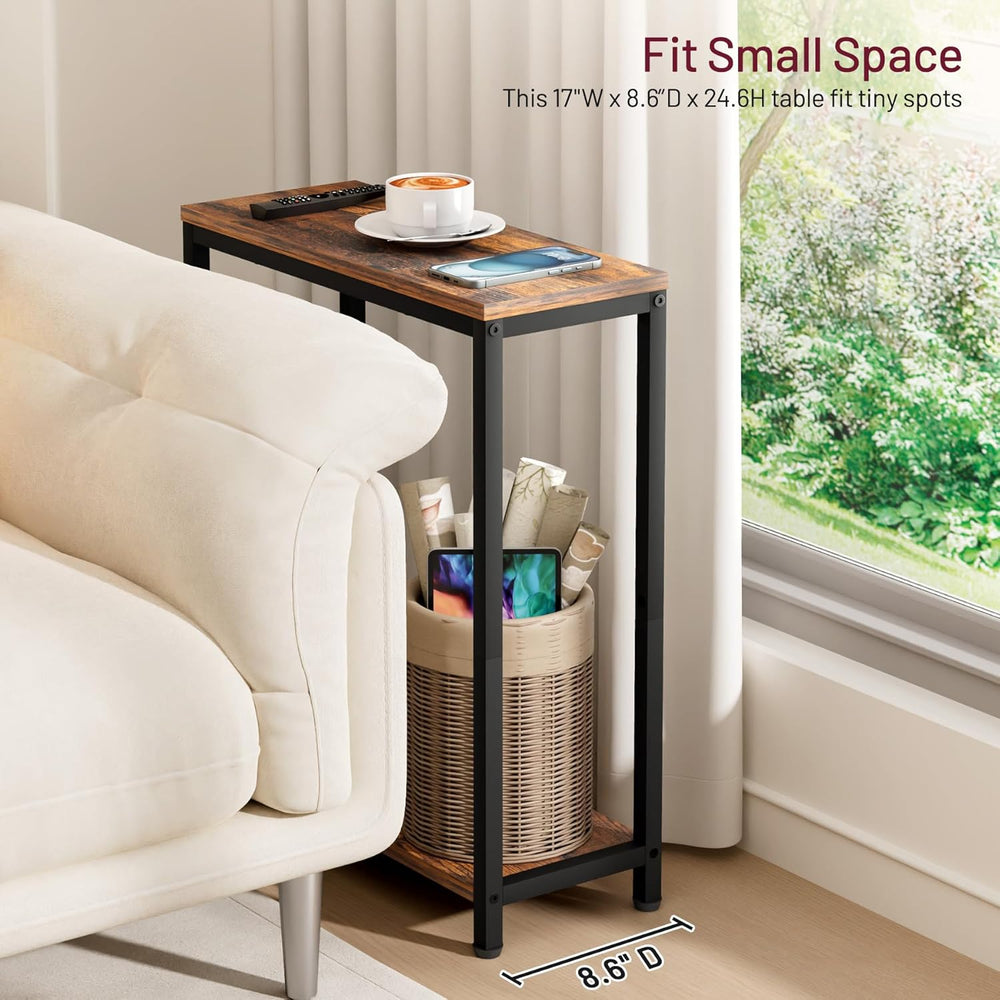SLEEPING LAMB Narrow End Tables Living Room Set of 2 Small Side Table for Sma...