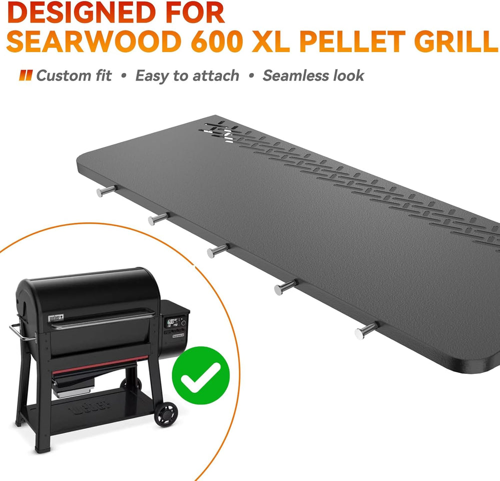 36" Front Folding Table for Weber Searwood 600 XL Pellet Grill with 5 To...