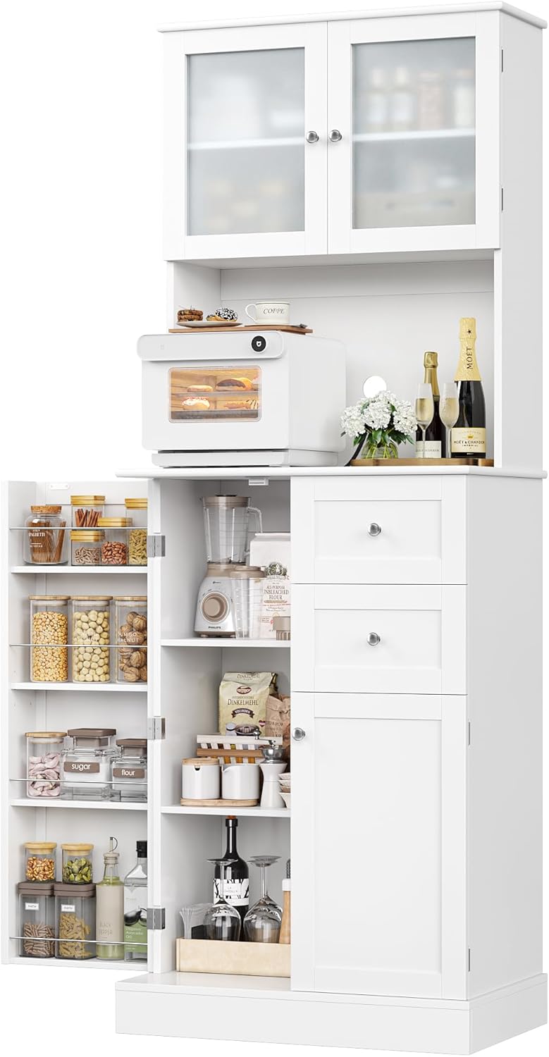 BOTLOG 72" Tall Kitchen Pantry Storage Cabinet with 4-Tier Door Shelves ...