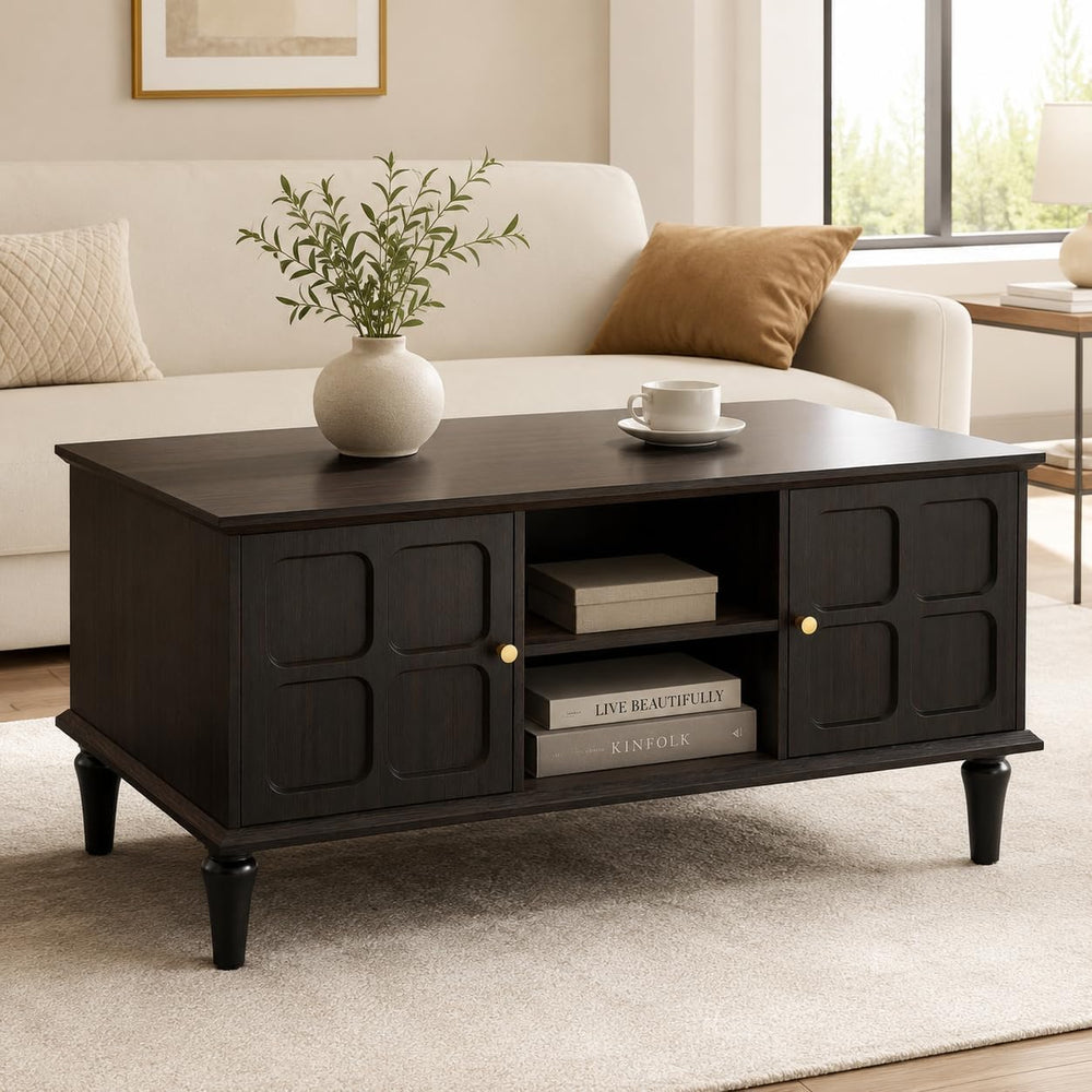 ARTPOWER 3 Piece Mid-Century Living Room Table Set, Black | Coffee Table and ...