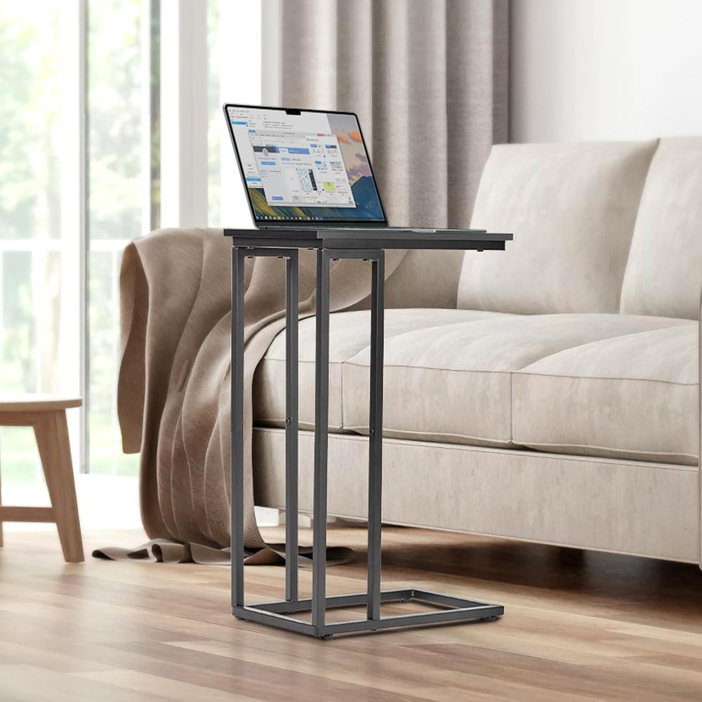 C-Shaped End Table, TV Tray Set of 2, Couch Side Laptop Desk, for Living Room...