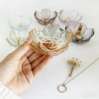 HIUSITY Flower Jewelry Dish, Ring Dish Tray,Decorative Cute Blue Glass Trinket Dish,Gift Ideas for Women,Small Gifts for Girlfriend Wife, Ring Holder, Earrings Dishs,Key Plate,Birthday Gift for Her