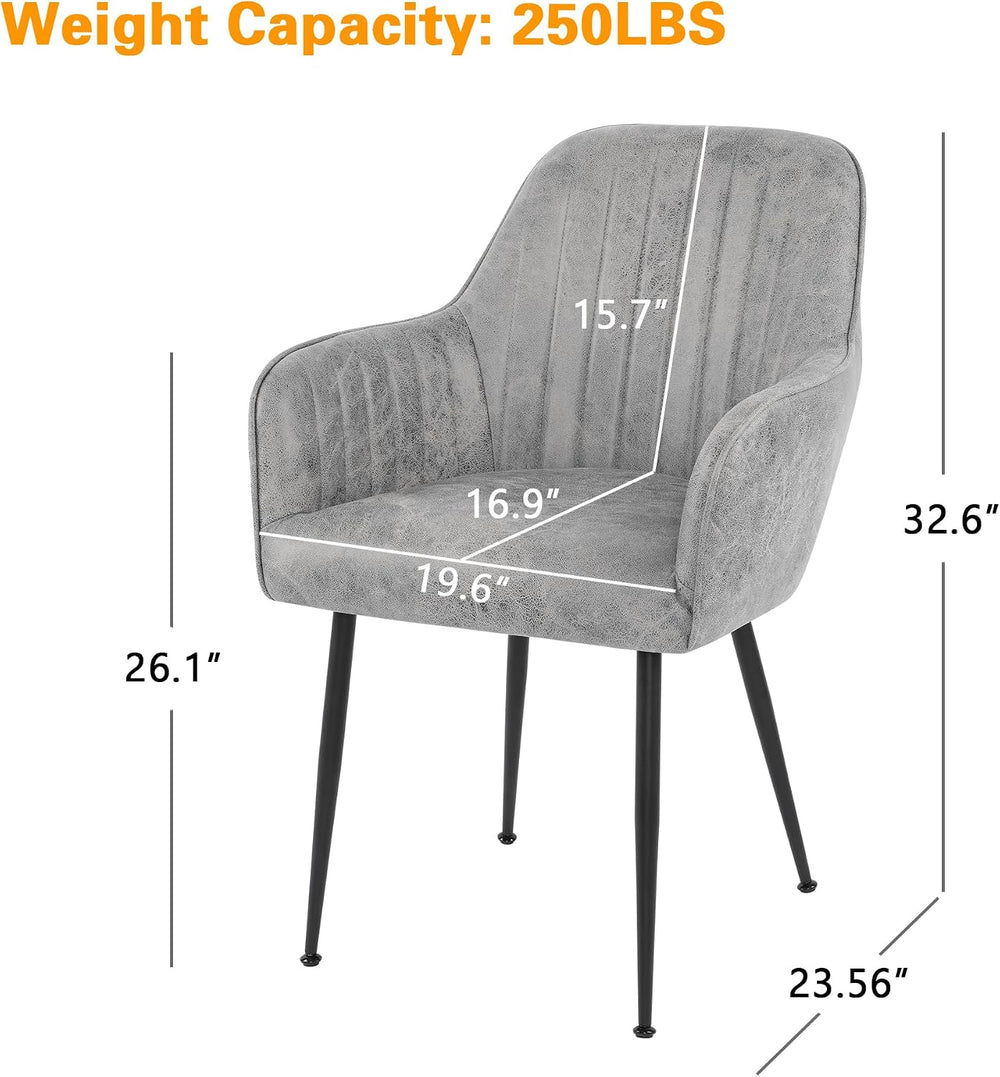 Dinning Chairs Set of 2, Upholstered Accent Chairs with Black Finished Metal ...