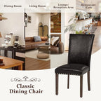 Furniliving Upholstered Dining Chairs Set of 6 - PU Leather Modern Farmhouse Kitchen Chairs, High-Back Dining Room Chairs with Wooden Legs for Kitchen Dining Room Living Room.Brown