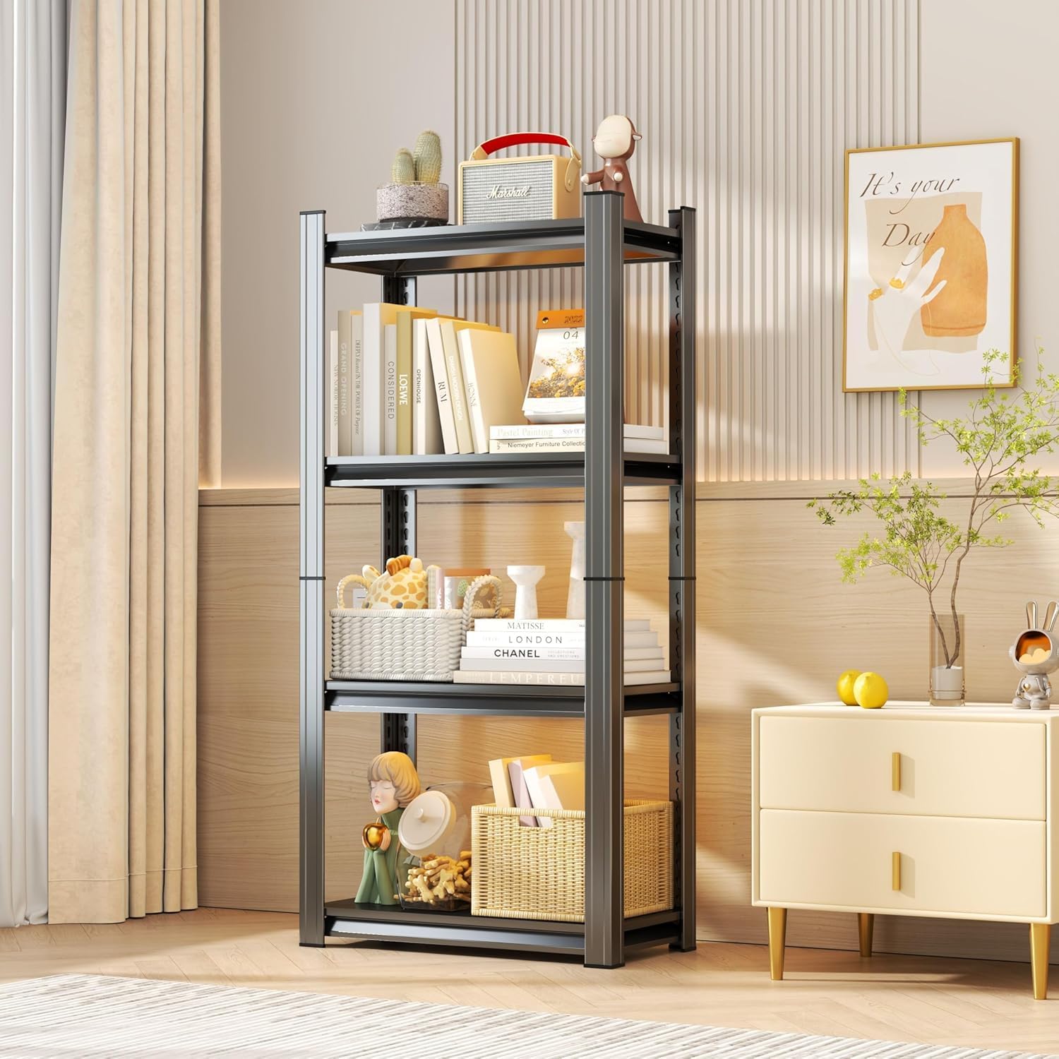 Garage Shelves,14-48''W Heavy-Duty Storage Shelves, Double-Layer Uprights, Thickened Shelves, Waterproof &Rustproof, Suitable for Indoor & Outdoor Use.