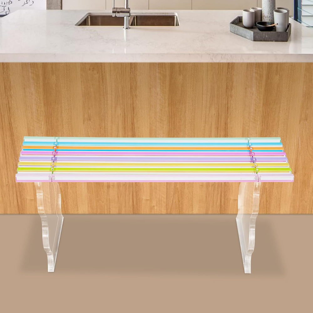 Acrylic Entryway Bench, 35" Rainbow Bench for Indoor Shoe Changing Shoe ...