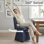 VKNOW Upholstered Swivel Dining Chairs Set of 4, Modern Dining Room Chairs with Open Back, Chenille Fabric Kitchen Chairs for Dining Room, Living Room, Bedroom, Vanity, Blue