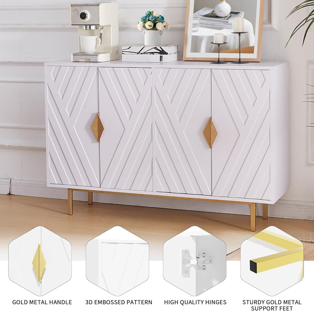 Sideboard Buffet Cabinets with Storage, Accent Storage Cabinets with Fluted D...