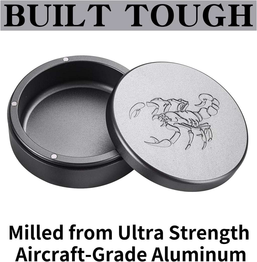 2.5inchBEIJIATE Magnetic Metal Can, Holder, Metal Container, Carved Tin with Magnetic Closure, Aluminum Container, Slim Pouch Can, zyn metal can,zyn container Storage Box (Gray)