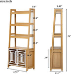 2 in 1 Dog Furniture Dog Crate Ladder Bookshelf, Tall Wood Display Shelf with Storage, Dog Kennel Bookcase for Small Sized Dogs up to 50lbs, 32.5" L