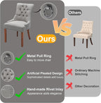 Upholstered Dining Chairs with Arms, Set of 2, Dining Room Chairs with Solid Wood Legs and Tufted Backrest(Linen+Grey)