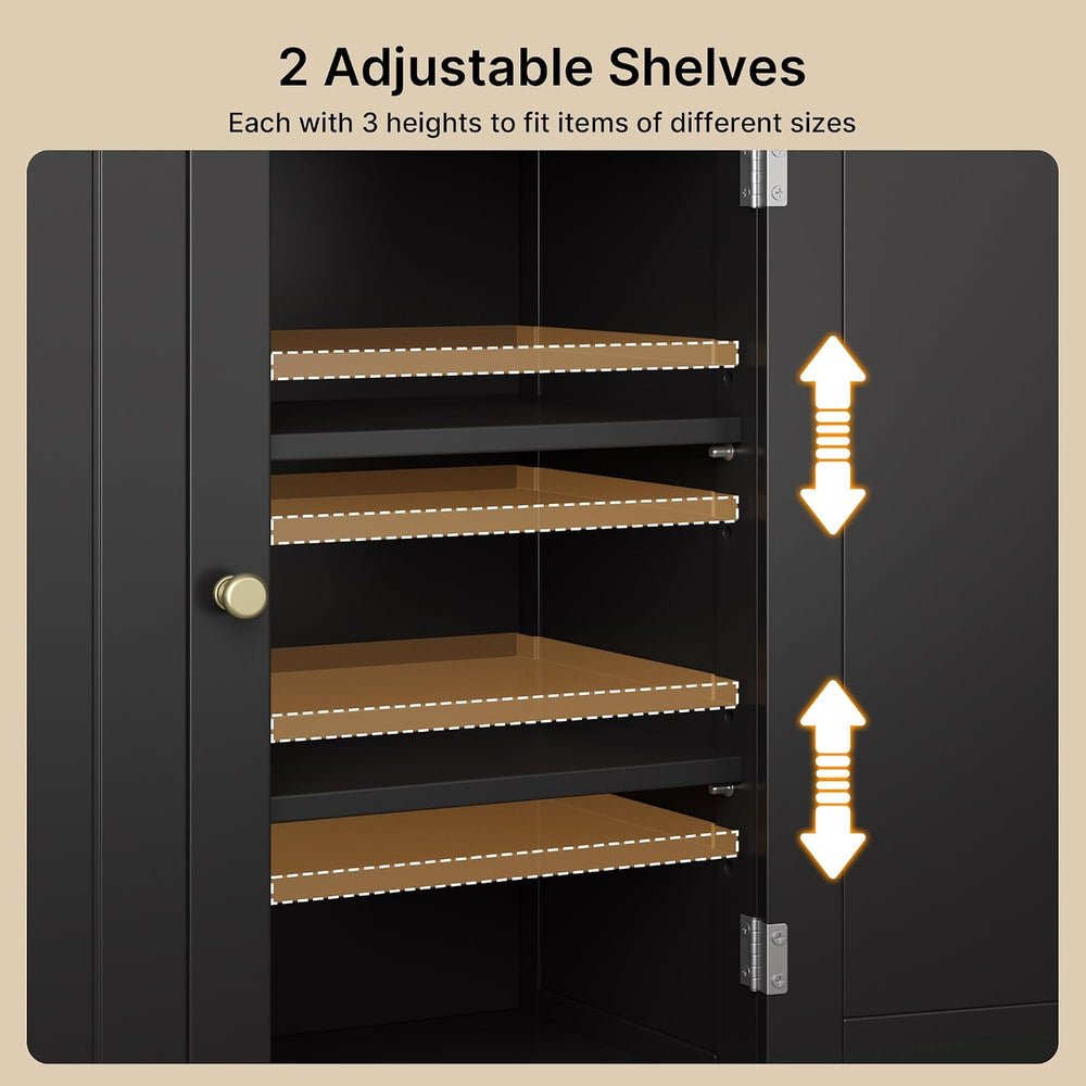 Gizoon Small Bathroom Storage Cabinet, Freestanding Organizer with 2 Doors, 2...