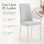 Gray Dining Chairs Set of 6, Modern PU Leather Dining Room Chair with Chrome Metal Legs, Upholstered Kitchen Chair with High Back Sillas para Comedor for Kitchen, Living Room, Apartment (Light Gray,6)