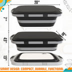 MAYALEAD BBQ Prep Tub with 2 Pcs Meat Shredder Claws, Collapsible Cutting Board, Cutting Board with Locking Lids, Drip Easy BBQ Prep Tub with lid-XL Size (Black)