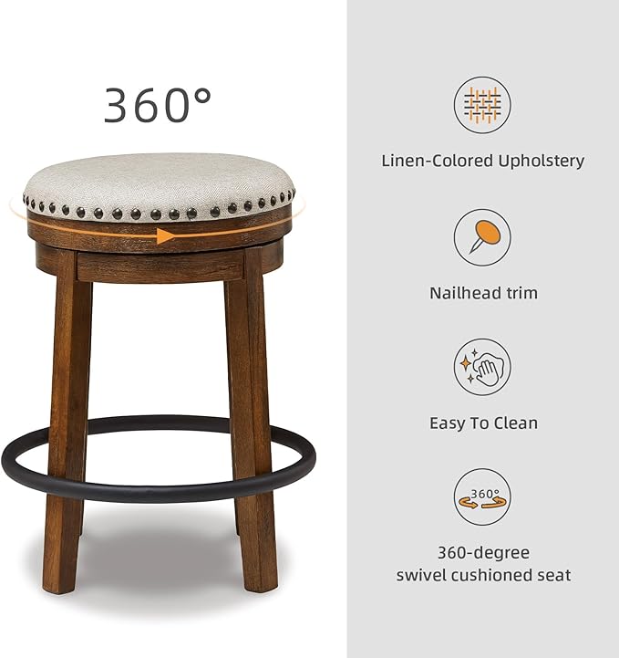 Signature Design by Ashley Valebeck 24" Counter Height Upholstered Swive...