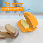 Butter Dishes with Lid for Countertop Refrigerator, Plastic Butter Dish Clear Flip Top Lid Butter Container with Spreader, Non-Slip Bottom Butter Holder Keeper (Orange)