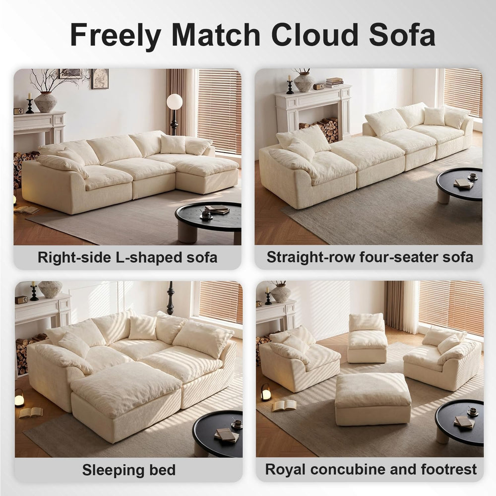 109" Cloud Couch Sectional for Living Room, Oversized Modular L Shaped S...