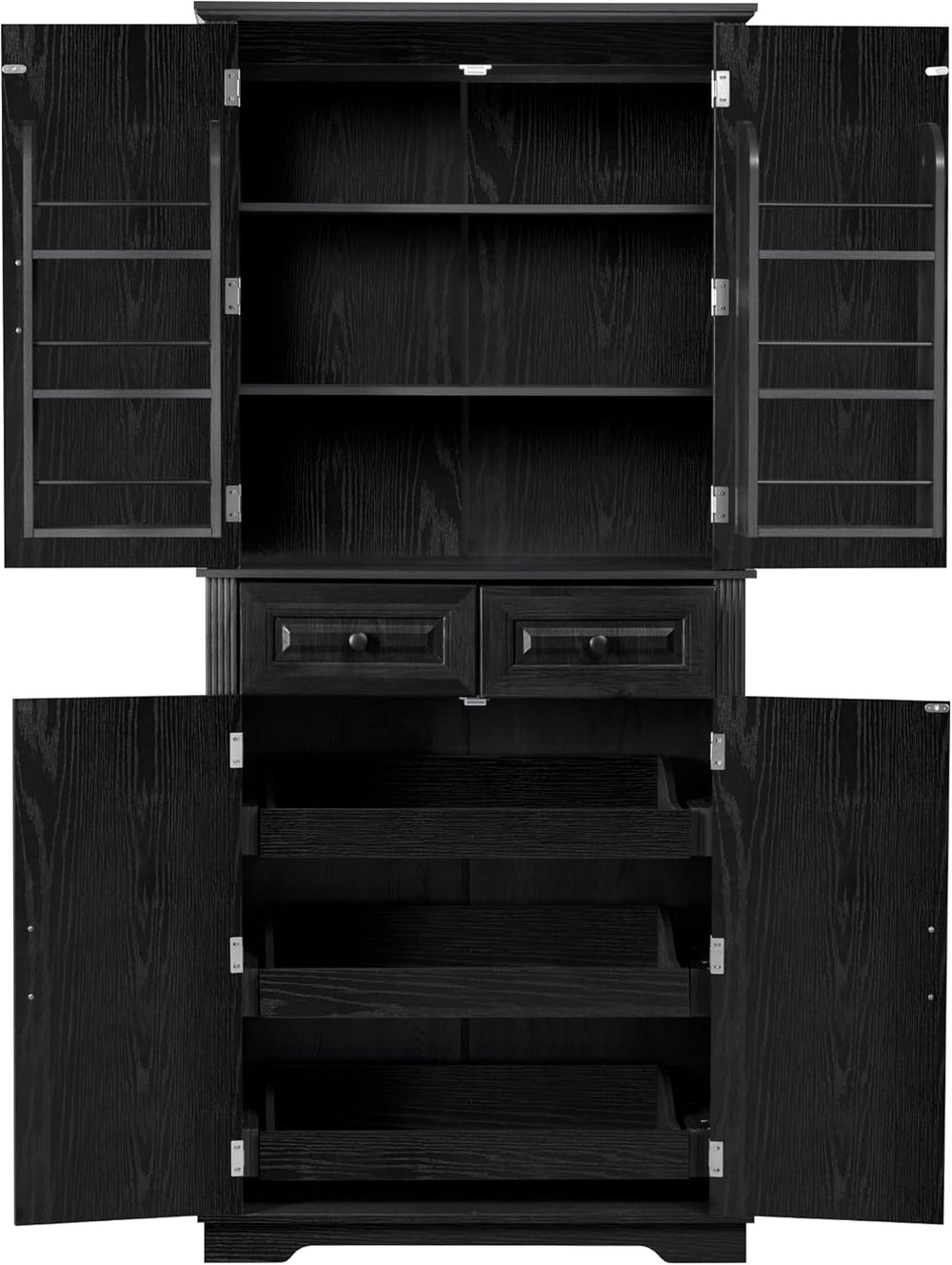SOFTSEA Kitchen Pantry Cabinet with 6 Door Shelves and 2 Drawers, Farmhouse E...