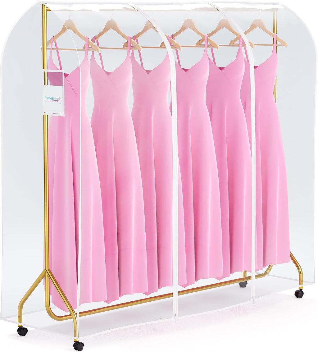 HANGERWORLD 6ft Clothes Garment Rack Cover for Open Closet Clear Showerproof COVER ONLY (72"x24")
