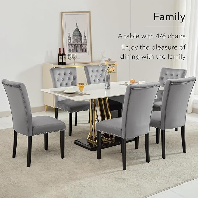 Velvet Dining Kitchen Chair Set of 4, Parsons Upholstered Dining Room Chair, ...
