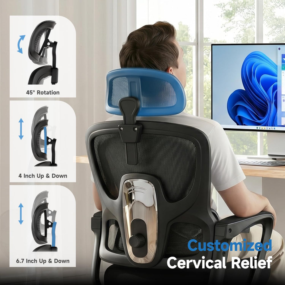 Ergonomic Office Chair with Footrest, 90-145° Reclining Desk Chair with Adjus...