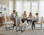 CIMOTA Modern Linen Dining Chair Set of 6, Mid Century Dining Room Chairs Fabric Upholstered Armless Side Chair with Black Sled Base for Dining Room, White Cream 6PCS