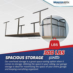 MonsterRax 4x8 Overhead Garage Storage Rack Frame Kit - Hanging Storage Shelves, Garage Ceiling Storage Rack System, Ceiling Shelving - (Hammertone, Adjustable 18"-33")