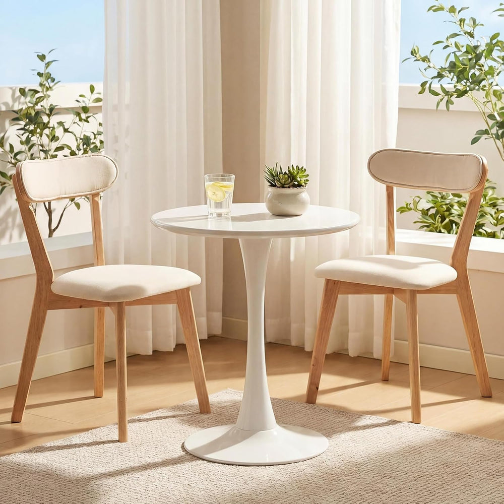 Round Dining Table, 27.6" Circle Tulip Table with Thickened Tabletop &am...