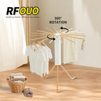 RFOUO Clothes Drying Rack Tripod,Foldable Portable Laundry Drying Rack with Wooden 16 Rods, Space-Saving Freestanding Clothes Rack for Indoor Outdoor, Apartment, Bedroom, Laundry Room