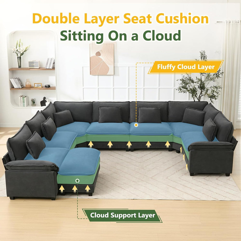 Oversized Modular Sectional Sofa Set, Convertible Deep Seat Cloud Couch with ...