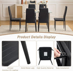 Karl home Black PU Dining Chair Set of 6, Leather Dining Chairs with Curved Back & Foot Cap Protection for Dining Kitchen Living Room, Black Round Legs, 300lbs Capacity
