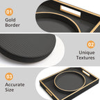 SANZIE Leather Tray Desktop Storage Organizer Premium Serving Tray Decorative Tray Valet Tray for Sundries Cosmetics Phone Wallet Cutlery, Combination, Black