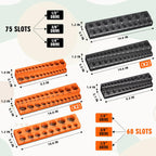 Magnetic Socket Organizer Holder Set – 8-Piece Tool Organizers Including 1/4", 3/8" and 1/2" Drive Socket Holder Metric & SAE 207 Pieces Socket Trays (Sockets are not Included)