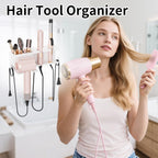 Hair Dryer Holder, Hair Tool Organizer, Blow Dryer Hanger Wall Mount for Dryer Hook, Bathroom Space-Saving Blow Dryer Organizer, Curling Irons Storage Wall Mounted White