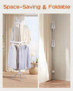 CASAMAYA Clothes Drying Rack Foldable, 74.8 inch 2 Tier Laundry Drying Rack with Rotating Clothes Rail for 54 Pieces of Clothes, Space Saving, Indoor, Stainless Steel, White and Silver CDR002W01