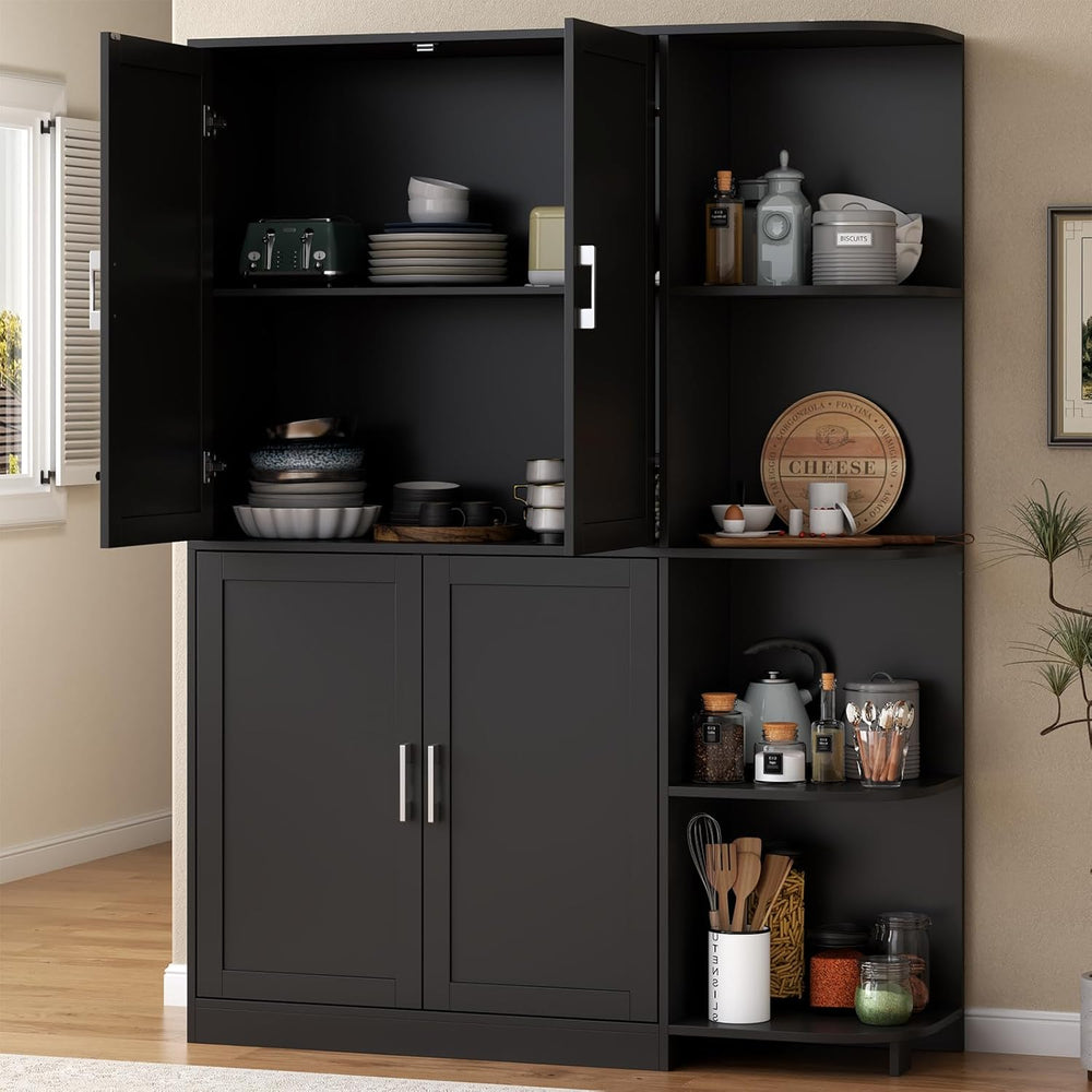 Loomie Kitchen Pantry Storage Cabinet, 64" Tall Freestanding Cupboard | ...