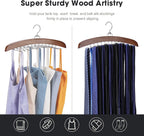 Tie Rack Tie Hanger 24 Hooks Wooden, Tank Top Hanger,Belt Organizer for Closet,with Upgraded 360°Rotating, Belts Scarves Accessories for Bras,Tank Tops,Camisoles…