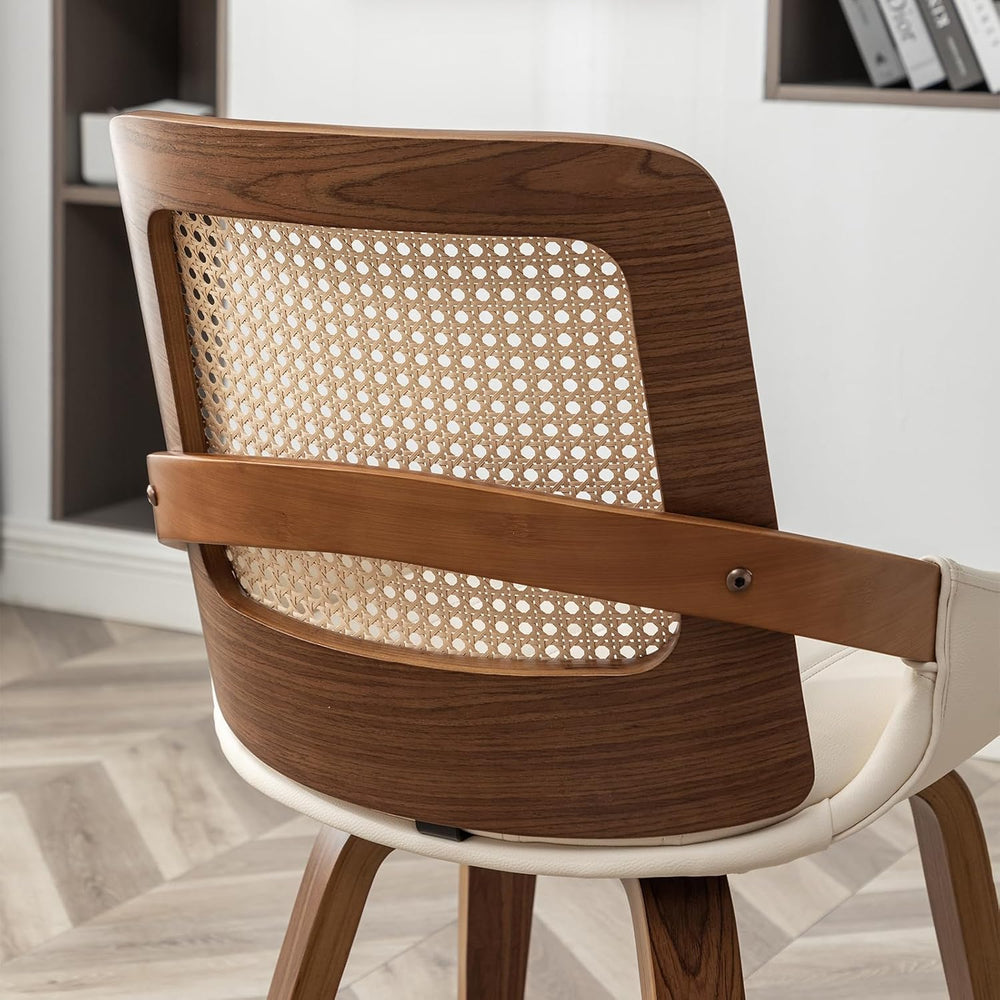 Cane Dining Chairs - Mid Century Modern Dining Chairs with Walnut Bentwood Fr...