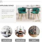 Velvet Dining Chairs Set of 2, Modern Upholstered Dining Chairs with Gold Metal Legs for Dining Room, Vanity, Kitchen, Living Room(Green)