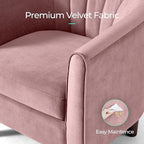 LINSY Accent Chair with Ottoman, Modern Barrel Chair Small Armchair Reading Chair with Footrest, Comfy Round Arms Chair for Living Room Bedroom Reading Room, Velvet, Pink
