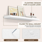 RICHFOCUS 48Inch Floating Shelves for Wall 1 Pack Shelves for Bedroom|Kitchen|Bathroom Wall Mounted Rustic Wood Floating Shelf with Invisible Brackets for Books|Storage|Decor, White