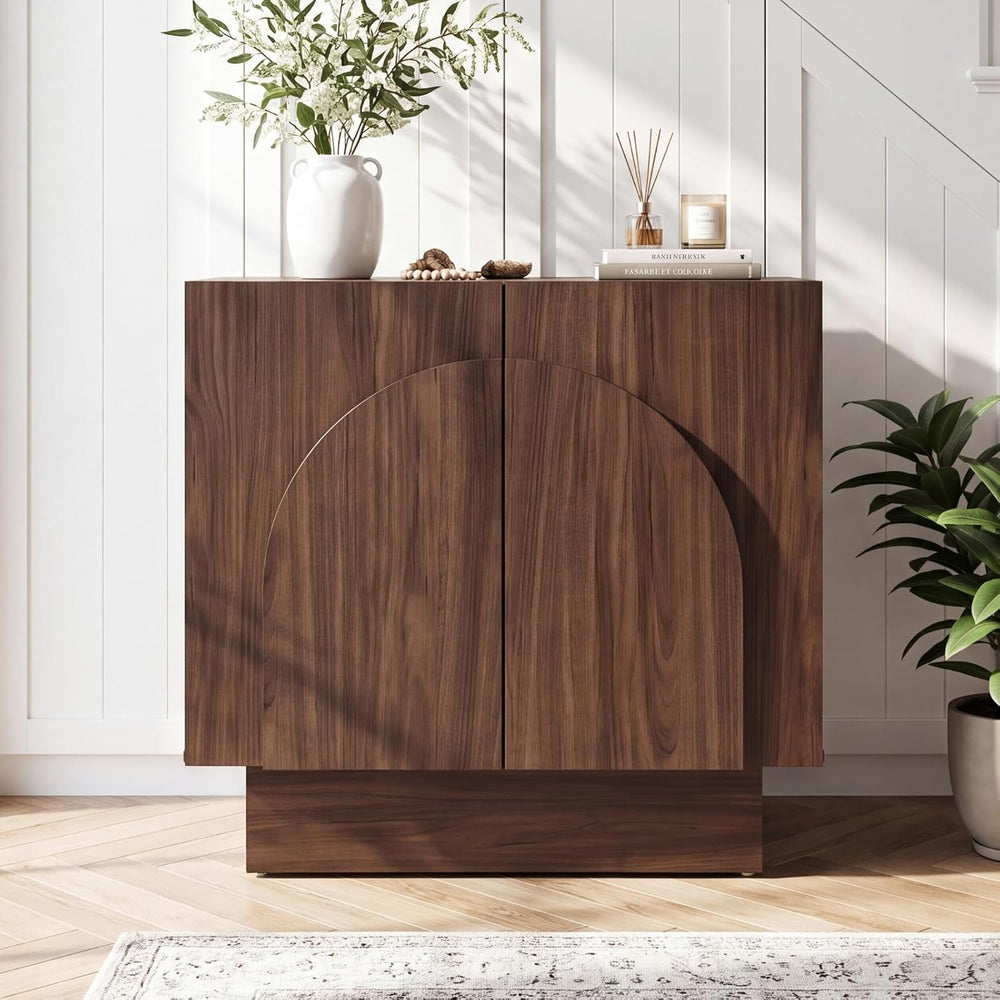 Ya-Home Walnut Sideboard Buffet Cabinet with Storage, 31.5” Modern Sideboard ...