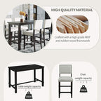 5 Pieces Dining Table Set,Wooden Living Room Furniture with 52" Rectangle Kitchen Desk,4 Upholstered Chairs W/Curved Backrests,for Restaurant,Home Bistro,Espresso and Beige