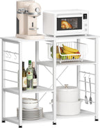 soges 35.4 Inch Kitchen Shelf Baker's Rack Utility Microwave Oven Stand Kitchen Island Storage Cart Rack, White