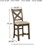 Signature Design by Ashley Moriville Rustic Farmhouse 24.5" Upholstered Barstool, 2 Count, Beige & Brown