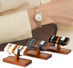 Oirlv Solid Wood Double Watch Display Stand Watch Bracelet Organizer(Creamy-white)